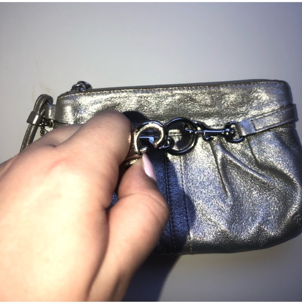 Coach Metallic Silver Wristlet Clutch - Picture 4 of 6